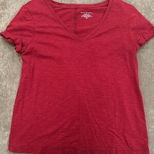 Max Studio Women's Burgundy V-Neck Tee